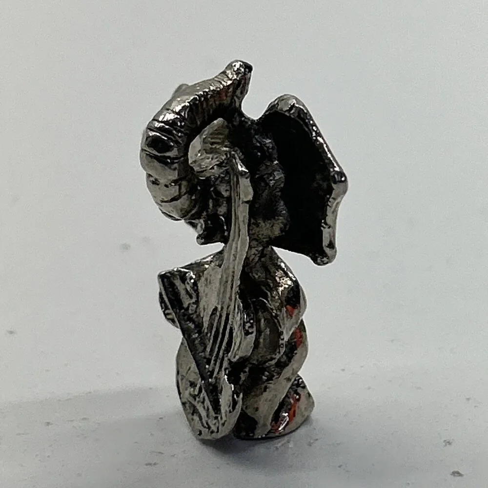 Vintage Spoontiques Pewter Miniature Elephant Playing Cello Figure